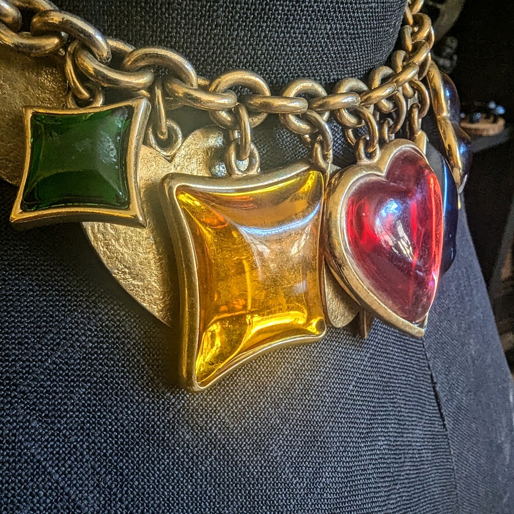 Vintage Charm Necklace with Colorful Gemstones - Picture 4 of 5